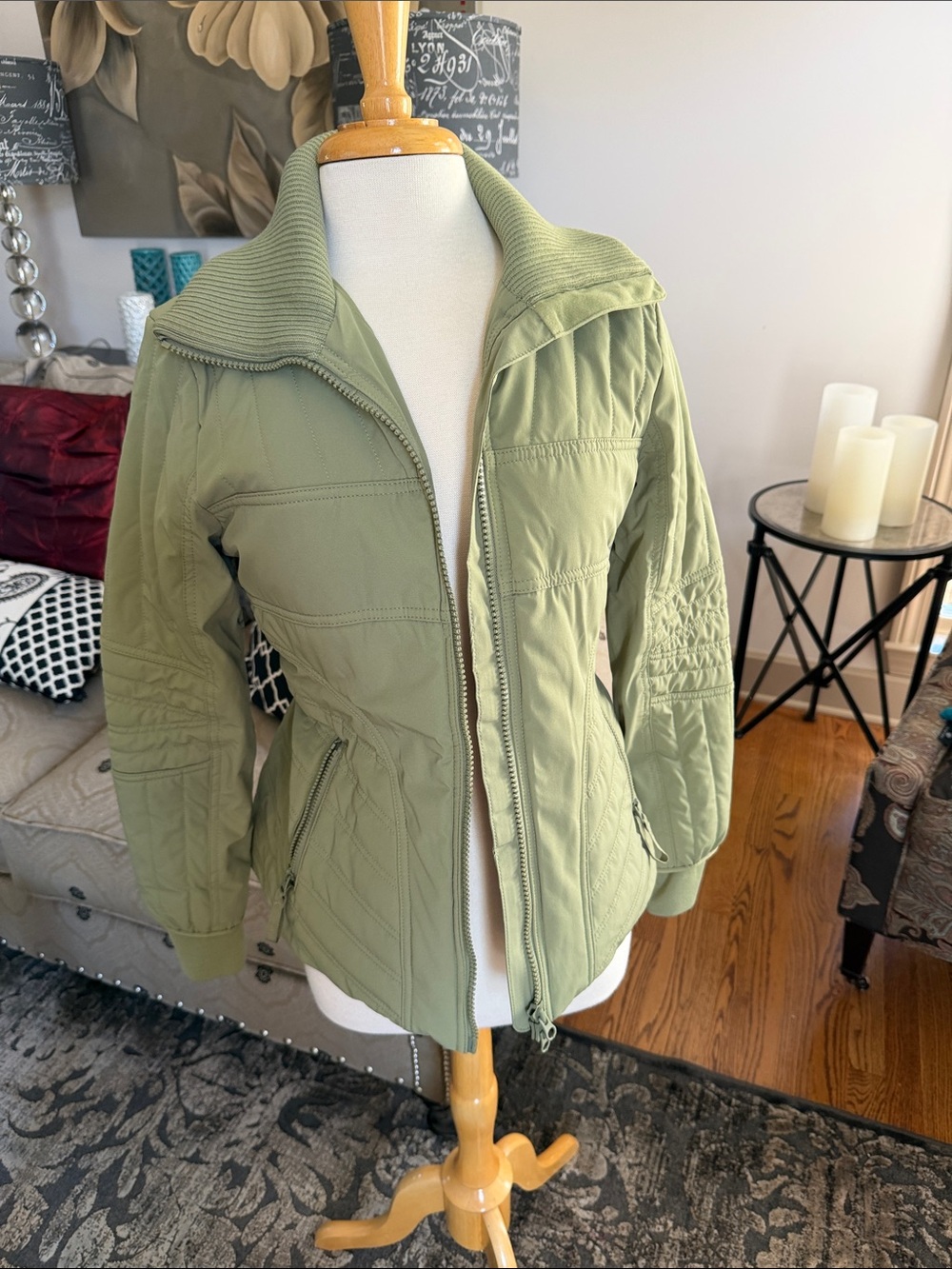 CAbi Olive Green Quilted Zip-Up Jacket #4300